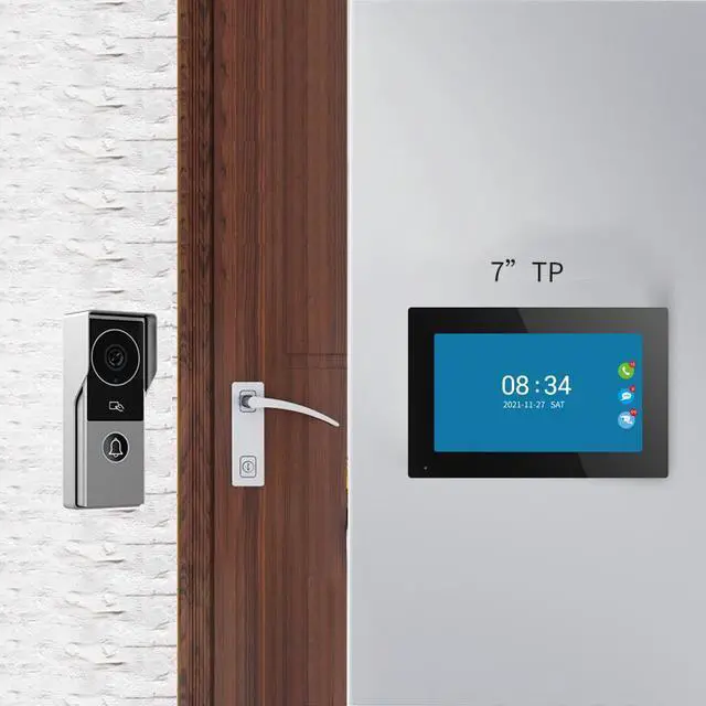 Alt view image 3 of 7 - visiPower 2pin-Wired 2MP HD Indoor 7" WiFi Monitor Smart Home Doorbell Intercom System, APP Unlock Video Record Motion Detect 2-Way Talk IR Camera Door Bell 1x doorbell Silver+ 1x 7" Monitor Black