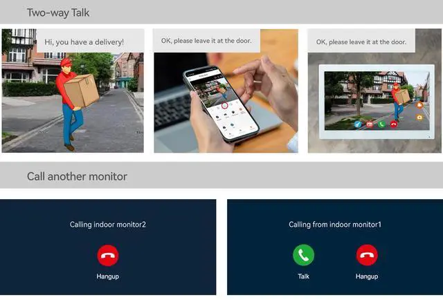 Alt view image 3 of 7 - visiPower 2pin-Wired 2MP HD Indoor 10" WiFi Monitor Smart Home Doorbell Intercom System, APP Unlock Video Record Motion Detect 2-Way Talk IR Camera Door Bell 1x doorbell Silver+ 1x 10" Monitor Black