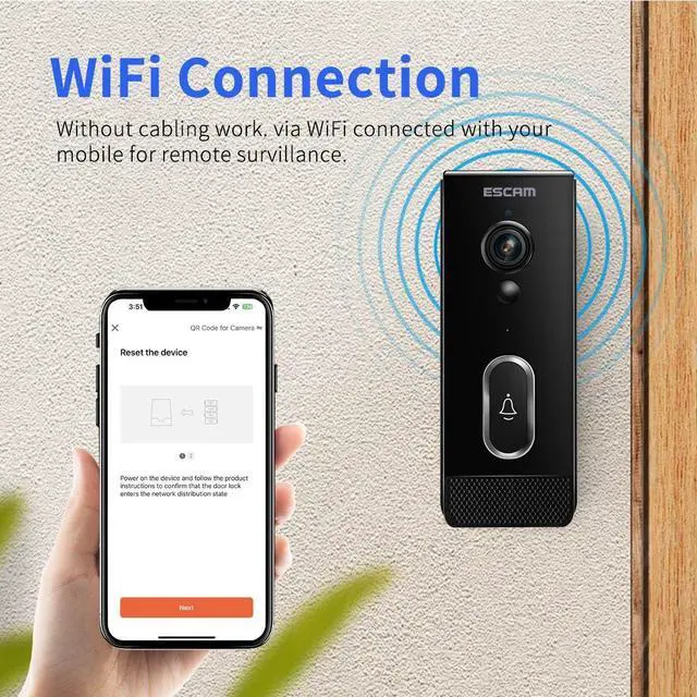 Alt view image 2 of 7 - visiPower 2MP Wireless WiFi Smart Doorbell + Battery, Human Motion Detection, 2-Way Audio, Night Vision, 7 days free Cloud Storage, Tuya Smart APP Alerts, SD Card Support Home Security Doorbell Camera