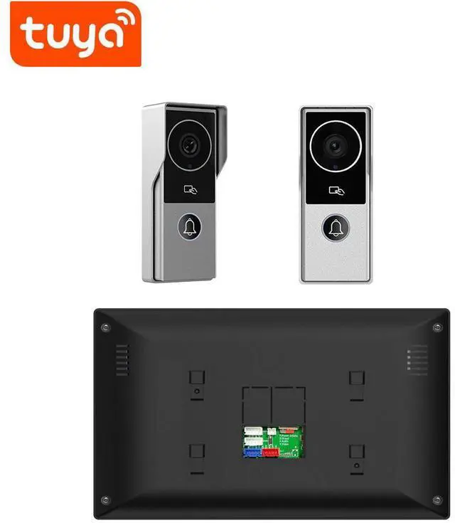 Alt view image 3 of 7 - visiPower 10" Screen 2MP HD Wired WiFi Video Doorbell Intercom System, Remote Phone Tuya APP Control, Phone unlock Video Recording 2-Way Audio Motion Detection IR Camera, 2 doorbell + 4 monitor