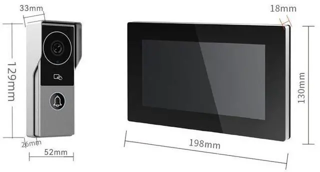 Alt view image 7 of 7 - 7" Screen 1080P 2MP HD Wired WiFi Video Doorbell Intercom System, Remote Phone Tuya APP Control, Support Phone unlock, Video Recording, 2-Way Audio, Motion Detection, IR Camera, 2doorbell + 1 monitor