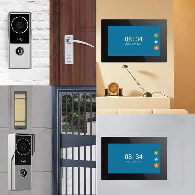 Main image of 7" Screen 1080P 2MP HD Wired WiFi Video Doorbell Intercom System, Remote Phone Tuya APP Control, Support Phone unlock, Video Recording, 2-Way Audio, Motion Detection, IR Camera, 2 doorbell + 2 monitor