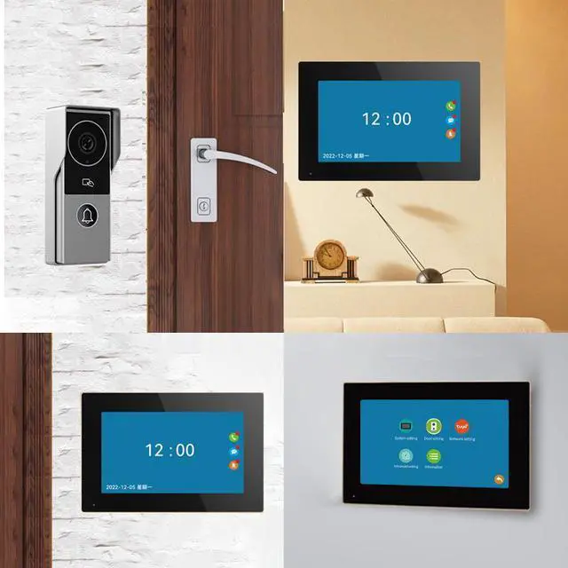 Main image of visiPower 7" Screen 2MP HD Wired WiFi Video Doorbell Intercom System, Remote Phone Tuya APP Control, Support Phone unlock Video Recording 2-Way Audio Motion Detection Camera, 1 doorbell + 3 monitor