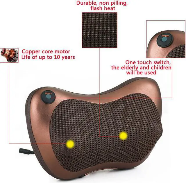 Alt view image 5 of 7 - Electronic Massage Pillow Massager Cushion Car Lumbar Neck Back Shoulder Relax