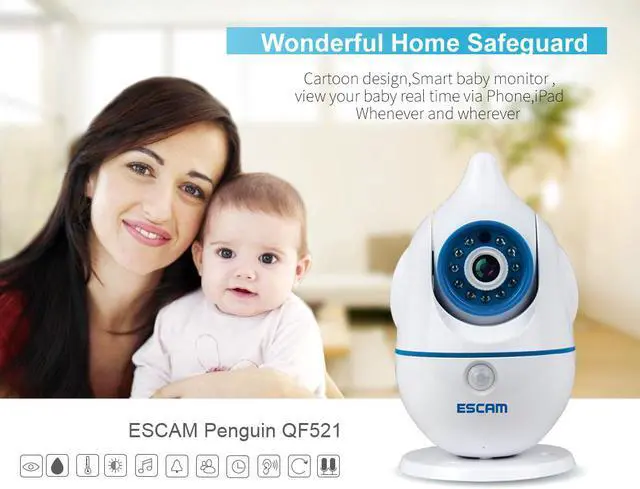 Alt view image 3 of 7 - ESCAM QF521 IP Network Camera 720P 3.6mm Lens P2P Wifi Baby Monitor Two-way Audio Indoor Camera