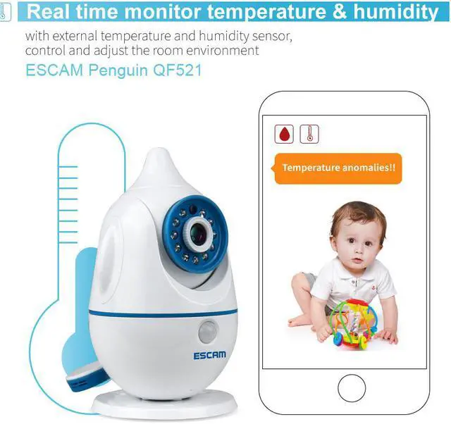 Alt view image 5 of 7 - ESCAM QF521 IP Network Camera 720P 3.6mm Lens P2P Wifi Baby Monitor Two-way Audio Indoor Camera
