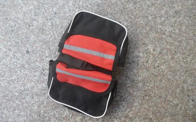 Alt view image 2 of 2 - Outdoor Mountain Bike Saddle Bag Bicycle Pouch Front Tube Cycling Frame Pannier Red