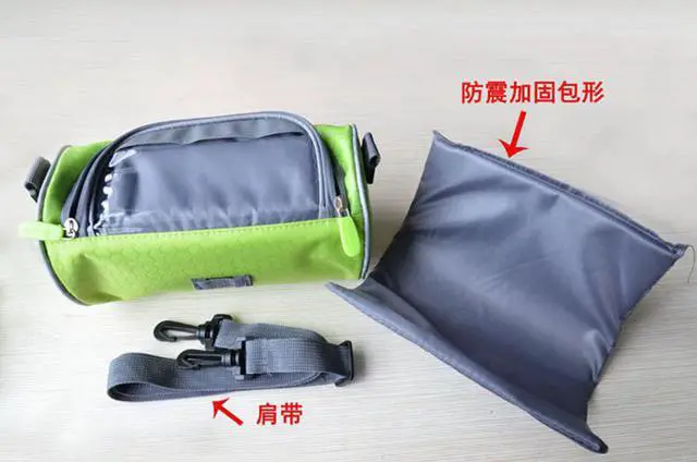 Alt view image 6 of 7 - Bicycle Bike Bag Front Handlebar Holder Pannier Pouch Smart Phone Bag Holder Green