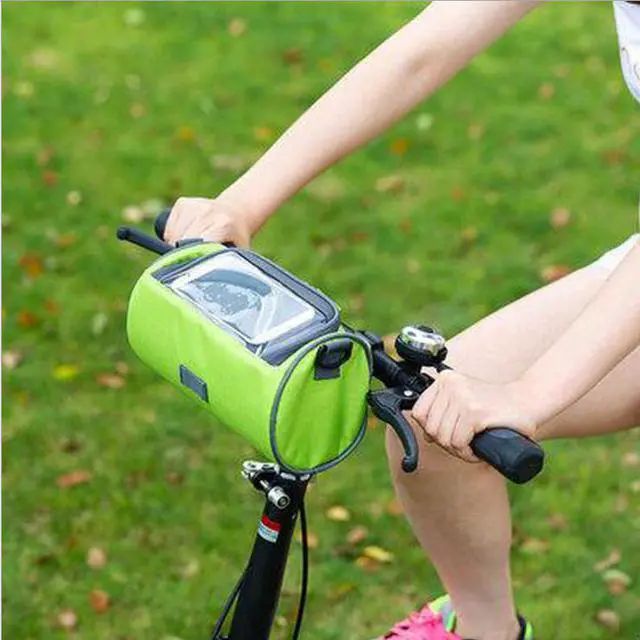 Alt view image 2 of 7 - Bicycle Bike Bag Front Handlebar Holder Pannier Pouch Smart Phone Bag Holder Green