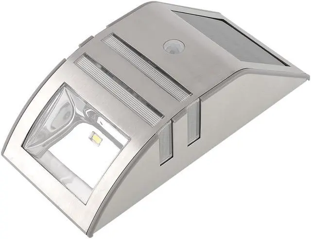 Alt view image 6 of 7 - 2LED Solar Power Stainless Steel PIR Human Motion Sensor Light Wall Outdoor Lamp