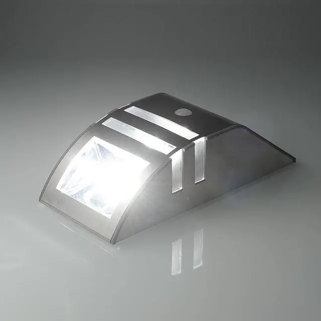 Alt view image 5 of 7 - 2LED Solar Power Stainless Steel PIR Human Motion Sensor Light Wall Outdoor Lamp
