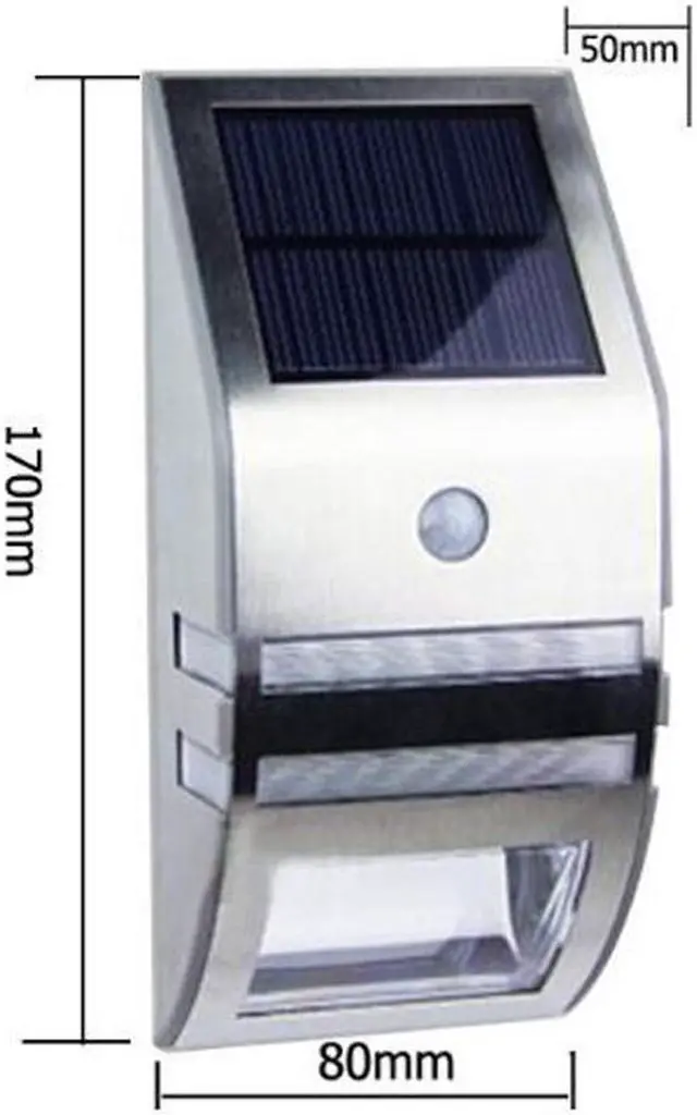Alt view image 3 of 7 - 2LED Solar Power Stainless Steel PIR Human Motion Sensor Light Wall Outdoor Lamp