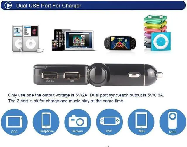 Alt view image 2 of 7 - FM Transmitter Car Wireless Bluetooth Music/Handsfree Calls for iPhone/Android