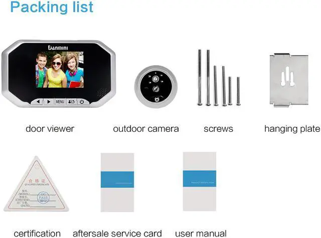 Alt view image 7 of 7 - Danmini YB-30AHD-M 3.0 inch Screen 2.0MP Security Camera Motion Detection Peephole Viewer Silver  Color