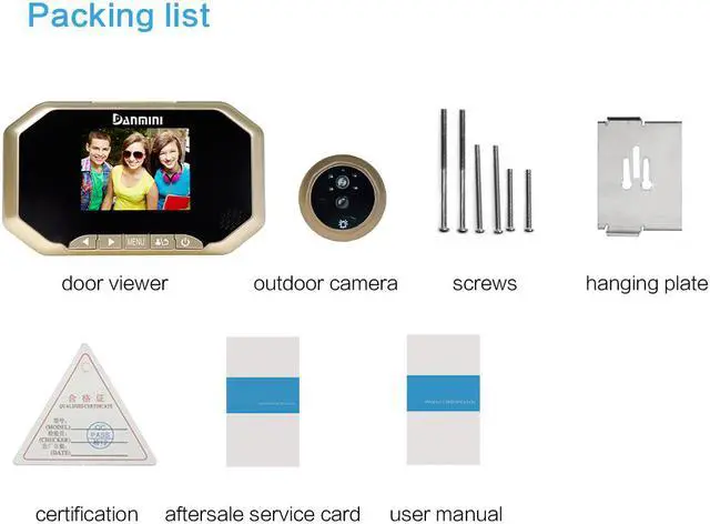Alt view image 7 of 7 - Gold Danmini YB-30AHD-M 3.0 inch Screen 2.0MP Security Camera Motion Detection Peephole Viewer