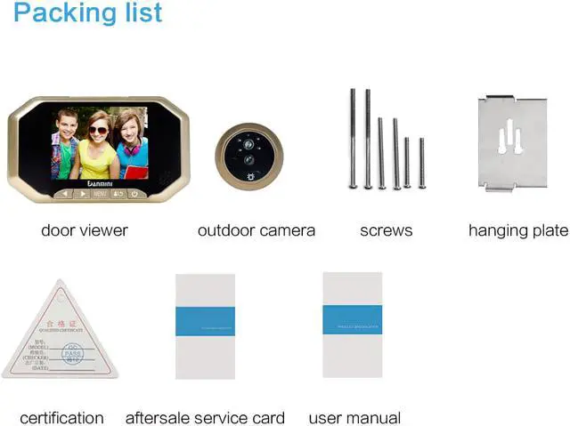 Alt view image 7 of 7 - Gold Danmini YB-35AHD-M 3.5 inch Screen 2.0MP Security Camera Motion Detection Peephole Viewer