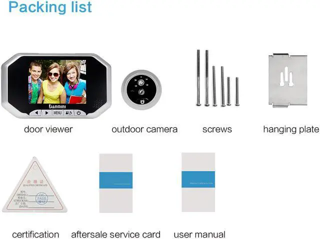 Alt view image 7 of 7 - Danmini YB-35AHD-M 3.5 inch Screen 2.0MP Security Camera Peephole Viewer Silver Color