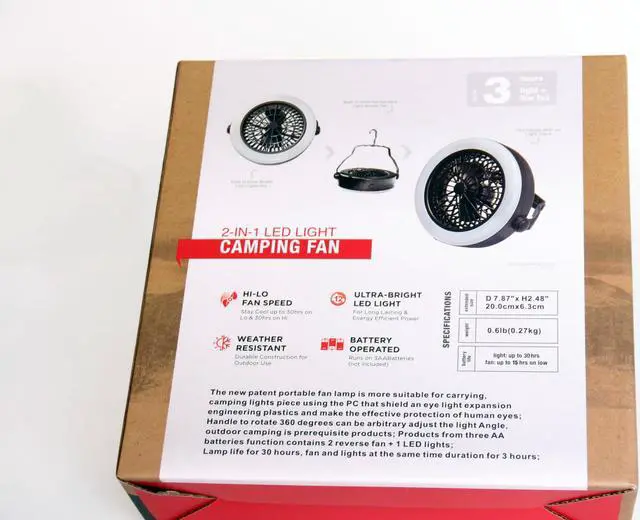 Alt view image 6 of 7 - Outdoor Multifunction Portable USB Camping LED Fan Light Tent Lamp W/Hook