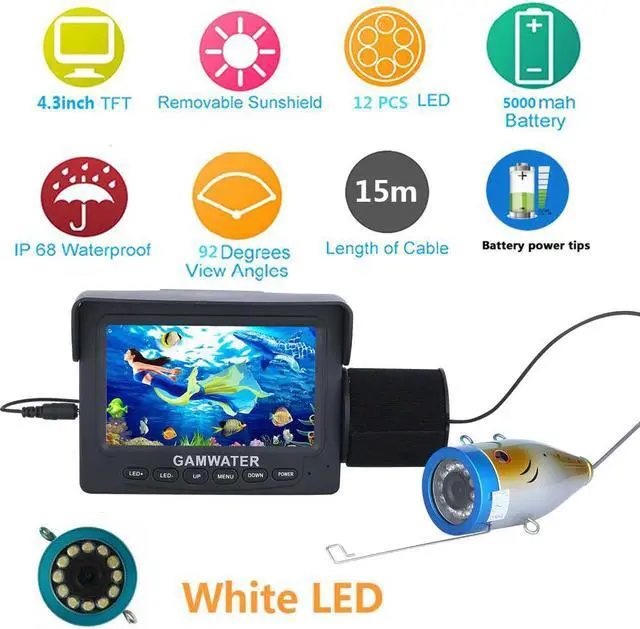 Alt view image 2 of 7 - 4.3" Inch 1000tvl Underwater Fishing Video Camera Kit 12 PCS LED Fish Finder Lake Under Water fish Cable Length15/49ft camera