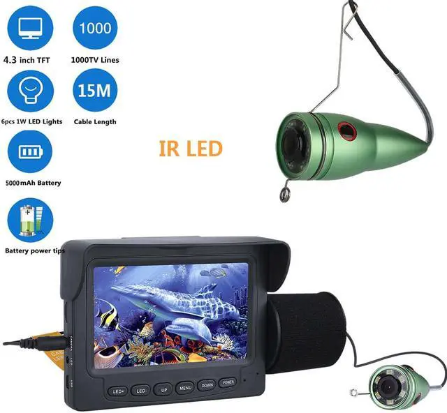 Alt view image 6 of 7 - VisiPower 1000TVL Fish Finder Underwater Fishing Camera 4.3" LCD Monitor 6PCS 1W IR LED Night Vision Camera For Fishing Cable Length 15m/49ft