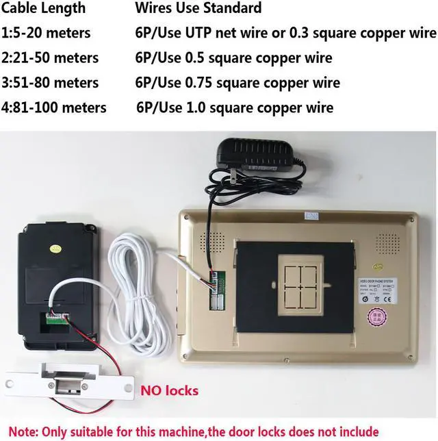 Alt view image 4 of 7 - 10 inch Video Door Phone Intercom Doorbell Touch Button Remote Unlock Night Vision Security CCTV Camera Home Surveillance