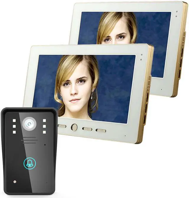 Main image of 2 Monitors 10 inch Video Door Phone Intercom Doorbell Touch Button Remote Unlock