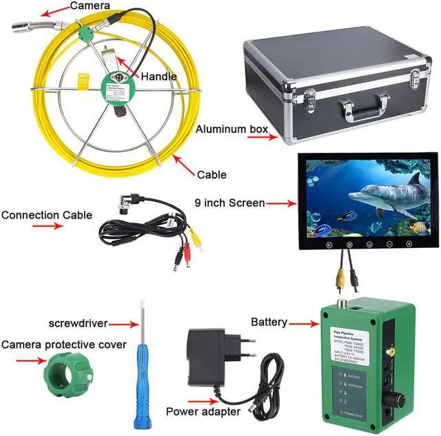Alt view image 5 of 6 - 9 inch LCD DVR 1000TVL Camera with 6W LED Lights 8GB TF Card 20M IP68 Waterproof Drain Pipe Sewer Inspection Camera System
