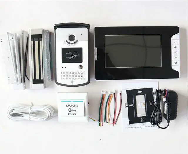 Alt view image 4 of 6 - 7 inch Color Video Door Phone Intercom System With 1 Monitor 1 RFID HD Doorbell 1000TVL Camera +Electric Magnetic Door Lock 180K