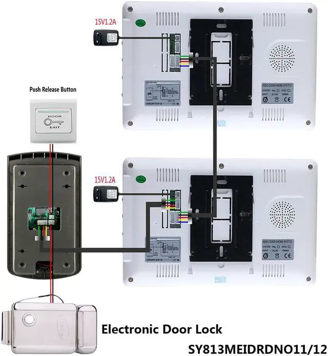 Alt view image 5 of 7 - 7inch Color Video Door Phone Intercom System With 1 Monitor 1 RFID HD Doorbell 1000TVL Camera + Electronic Door Lock