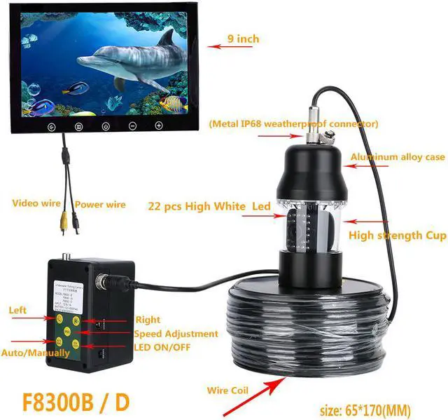 Alt view image 6 of 7 - Waterproof 20m Professional Underwater Fishing Video Camera Fish Finder 9 Inch DVR Recorder Color Screen  22 LEDs 360 Degree Rotating