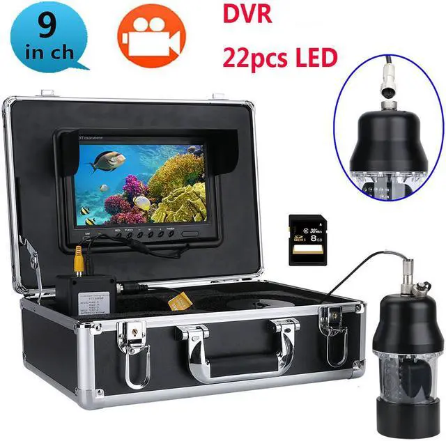 Main image of Waterproof 20m Professional Underwater Fishing Video Camera Fish Finder 9 Inch DVR Recorder Color Screen  22 LEDs 360 Degree Rotating
