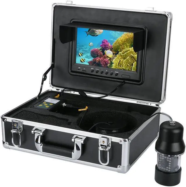 Alt view image 6 of 7 - 30m Professional Underwater Fishing Video Camera Fish Finder 9 Inch DVR Recorder Color Screen Waterproof 22 LEDs 360 Degree Rotating Camera