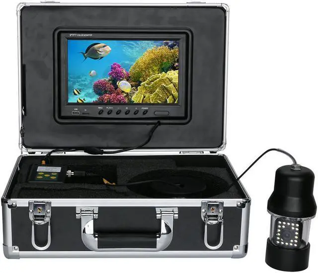 Alt view image 3 of 7 - 30m Professional Underwater Fishing Video Camera Fish Finder 9 Inch DVR Recorder Color Screen Waterproof 22 LEDs 360 Degree Rotating Camera