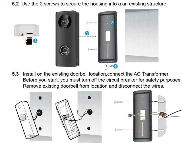 Alt view image 5 of 7 - Smart Video Doorbell Full HD 2.4GHz WiFi Motion Detect Night Vision 2MP KW05