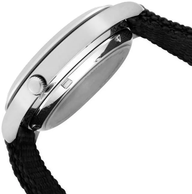 Alt view image 7 of 16 - Seiko 5 Black Dial Black Canvas Strap Automatic Mens Watch SNK809K2