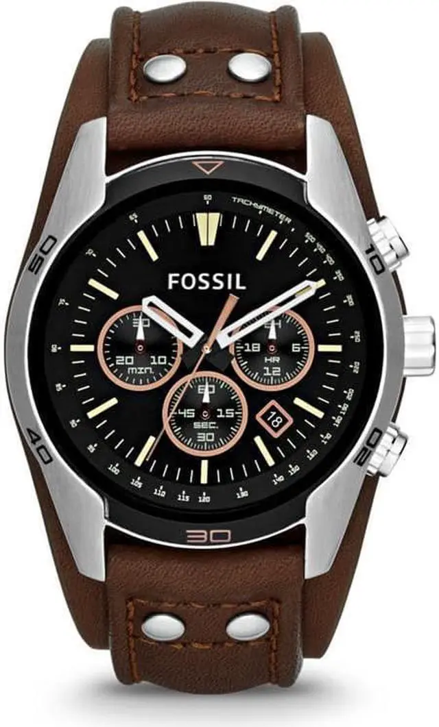 Alt view image 6 of 9 - Fossil Men's Coachman CH2891 Brown Leather Quartz Watch with Black Dial