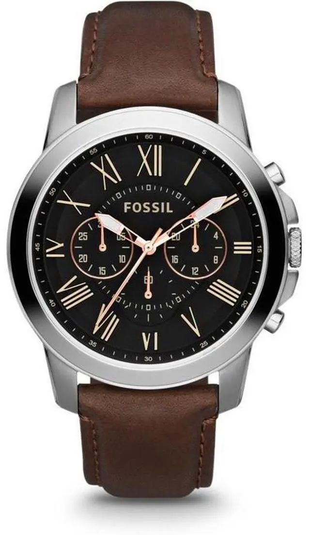 Alt view image 14 of 17 - Fossil Grant Chronograph Black Dial Brown Leather Mens Watch FS4813