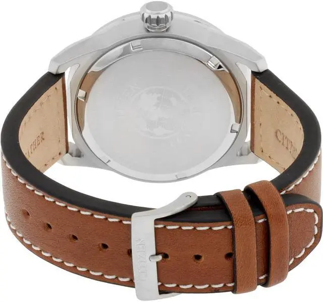 Alt view image 10 of 19 - Citizen AW1361-10H Men's Avion Eco-Drive Charcoal Dial Brown Leather Strap Watch