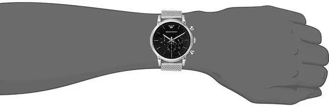 Alt view image 7 of 11 - Emporio Armani Men's Classic AR1808 Silver Stainless-Steel Quartz Watch with Black Dial