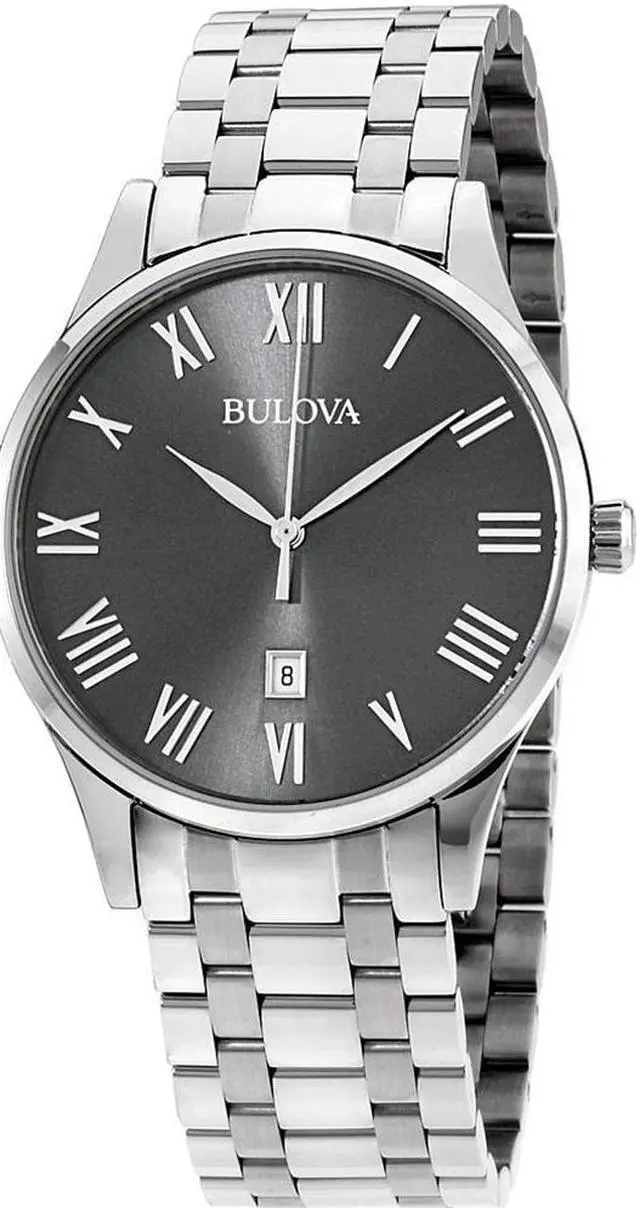 Alt view image 2 of 15 - Bulova Mens Charcoal Dial Stainless Steel Dress Quartz Watch 96B261