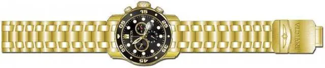 Alt view image 6 of 13 - Invicta 0072 Pro Diver Black Dial Gold Plated Chronograph Men's Watch