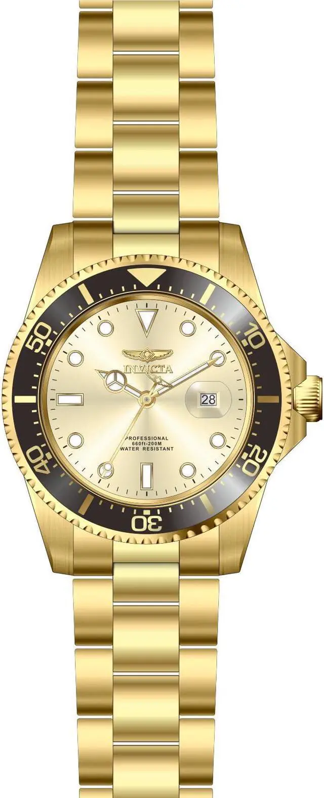 Alt view image 9 of 12 - Men's Pro Diver 18K Gold Plated Stainless Steel Champagne Dial