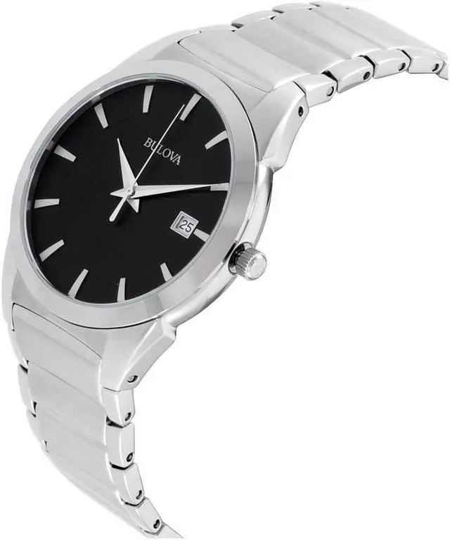 Alt view image 16 of 20 - Bulova Steel Bracelet Date Window Black Dial Men's watch #96B149