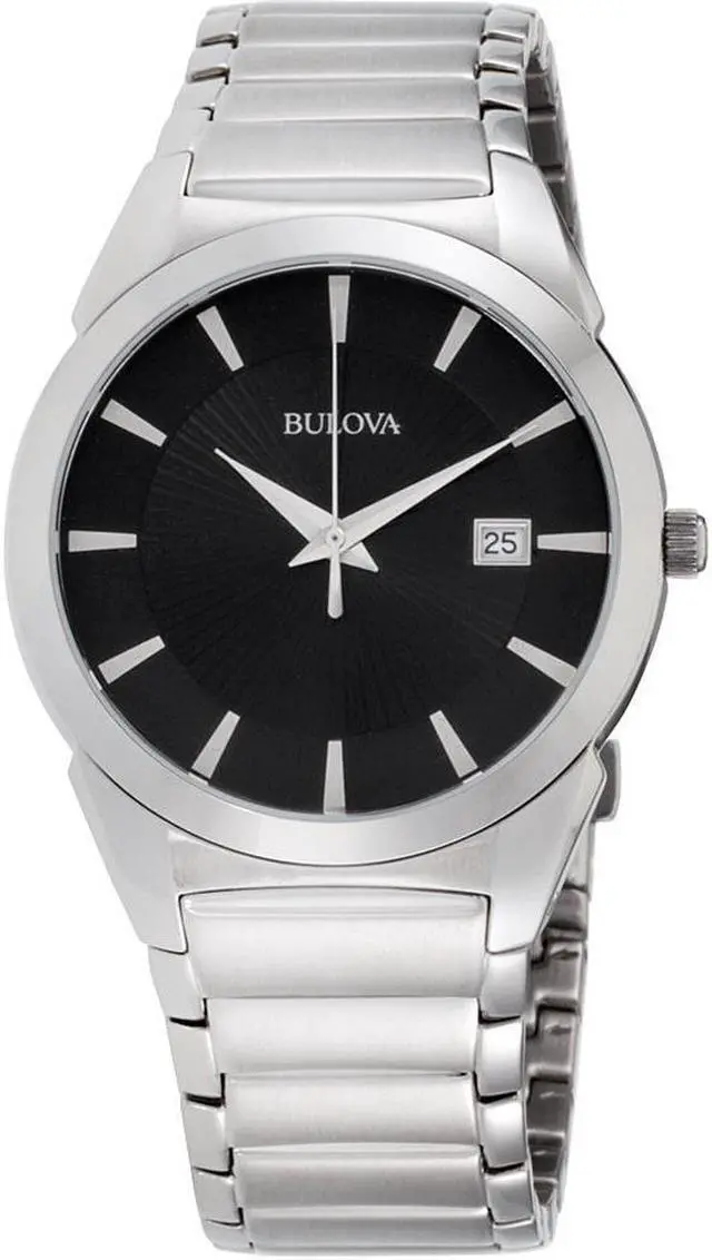 Alt view image 15 of 20 - Bulova Steel Bracelet Date Window Black Dial Men's watch #96B149