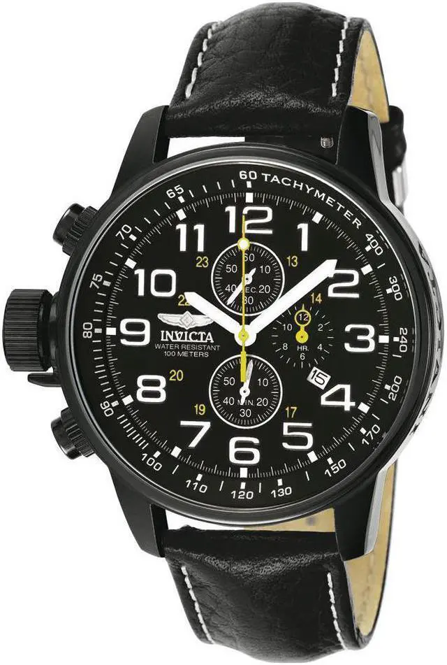 Alt view image 14 of 17 - Invicta Men's Lefty Chronograph Black Leather