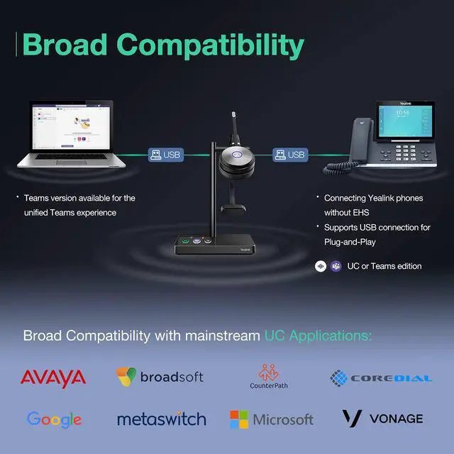 Alt view image 10 of 13 - Yealink WH62-Mono DECT Wireless Mono Headset Microsoft Teams Version