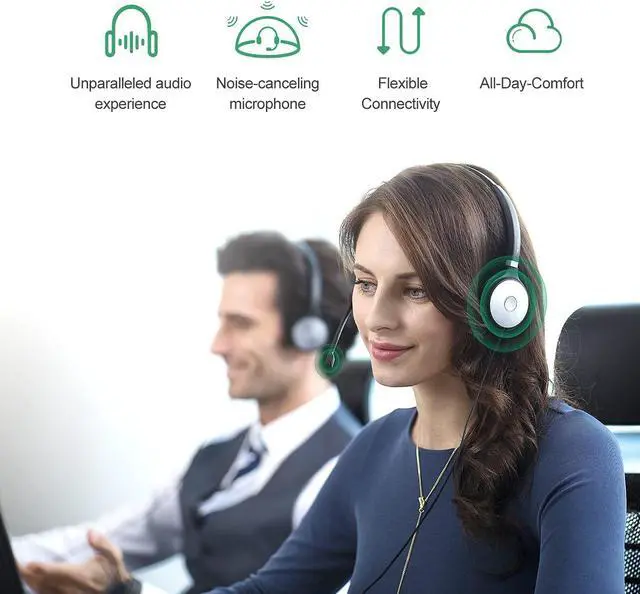 Alt view image 5 of 6 - Yealink Teams Certified Telephone Headset Microphone USB Wired UH36 UH34 Noise Cancelling with Mic for Computer PC Laptop Stereo for Calls and Music 3.5mm Jack (UH36-MONO, Teams Optimized)