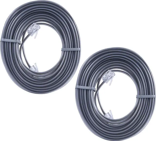 Alt view image 3 of 4 - Power Gear Telephone Line Cord, 2 Pack, 25 Feet, Phone Cord, Modular Jack Ends, Works for Phone, Modem or Fax Machine, for Use in Home or Office, Satin, 46068