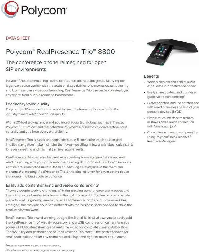 Alt view image 7 of 8 - Polycom PY-2200-66070-001 Polycom Trio 8800 Conference Phone