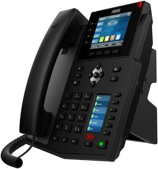 Alt view image 2 of 4 - fanvil x5u high-end voip phone, 3.5-inch color display, 2.4-inch side color display for dss keys. 16 sip lines, dual-port gigabit ethernet, power adapter not included